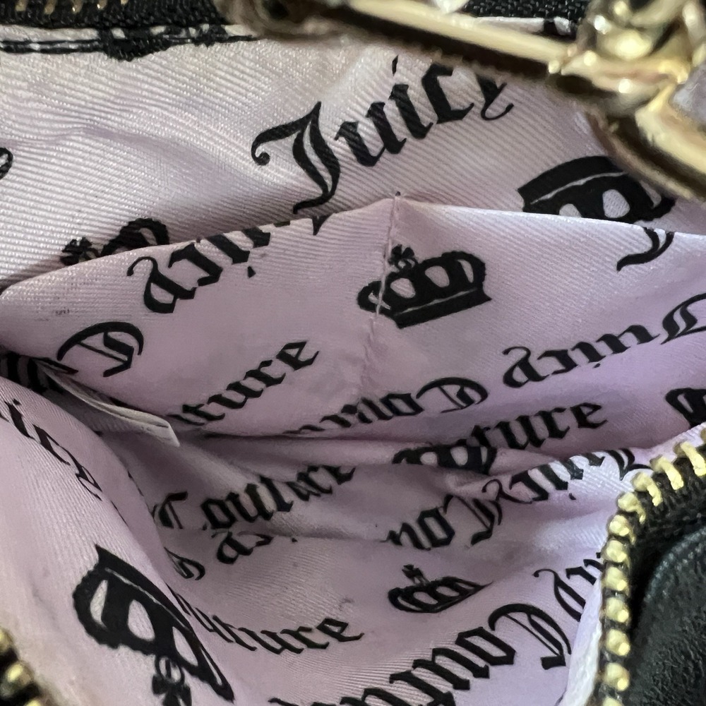 Juicy Couture Black Embossed Logo Chain Strap Hobo Bag Purse Set 2 Piece Y2K - Picture 4 of 5